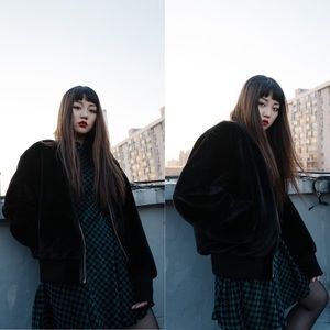 Joyrich Velour Checkered Dress